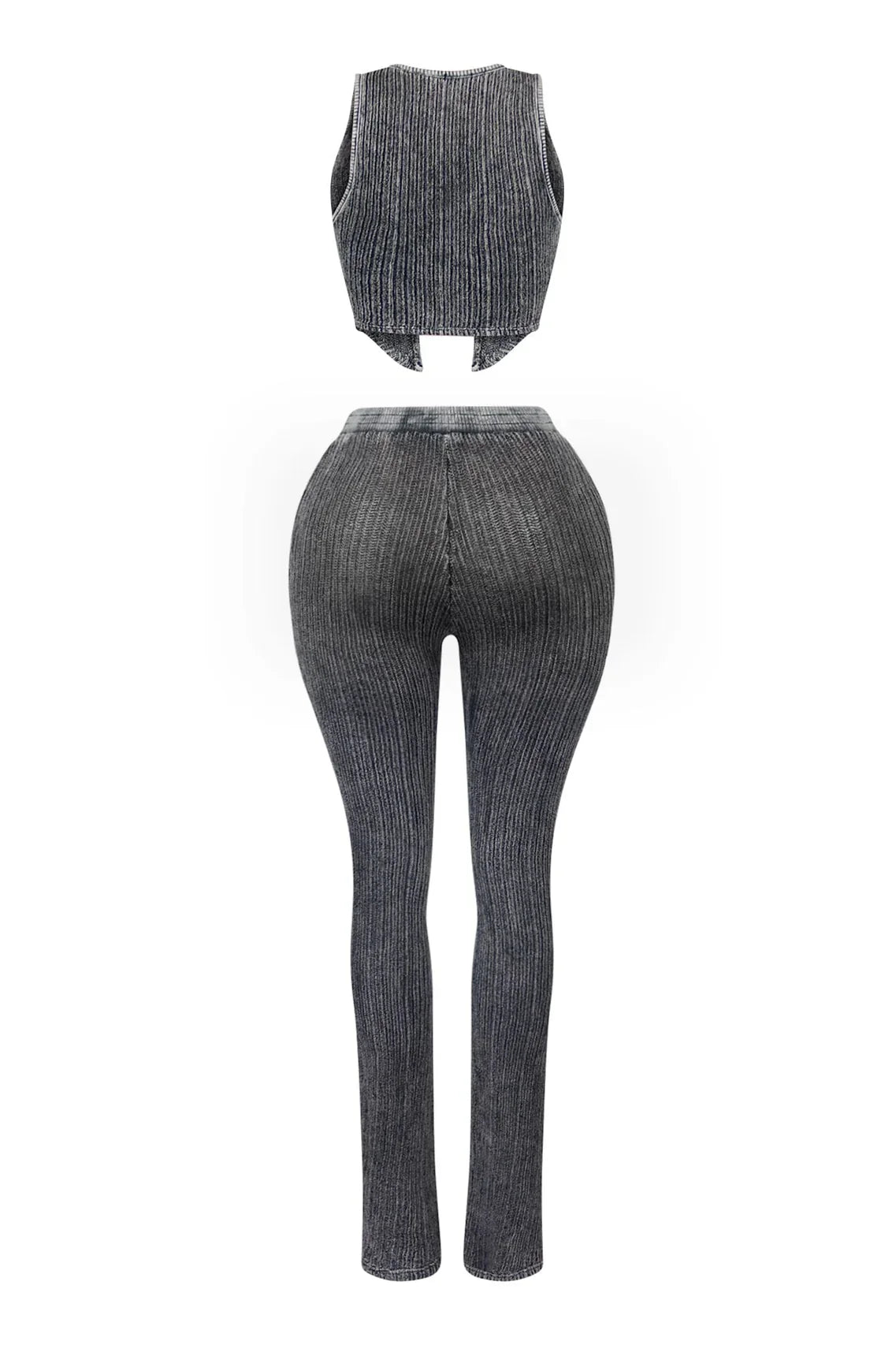 Twin Flame Ribbed Knit Tank Top & Pants SET