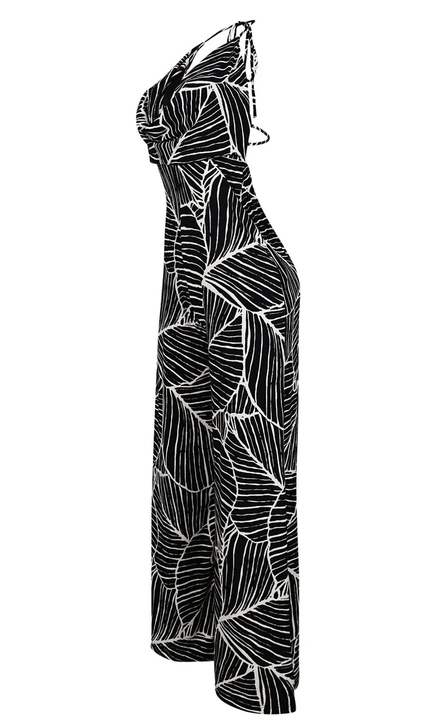Daphne Crepe Halter Cowl Neck Jumpsuit