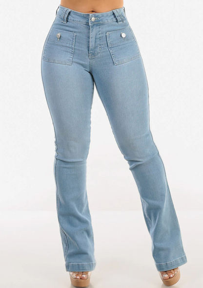 Butt Lift Mid Rise Stretch Bootcut Jeans Light Wash
