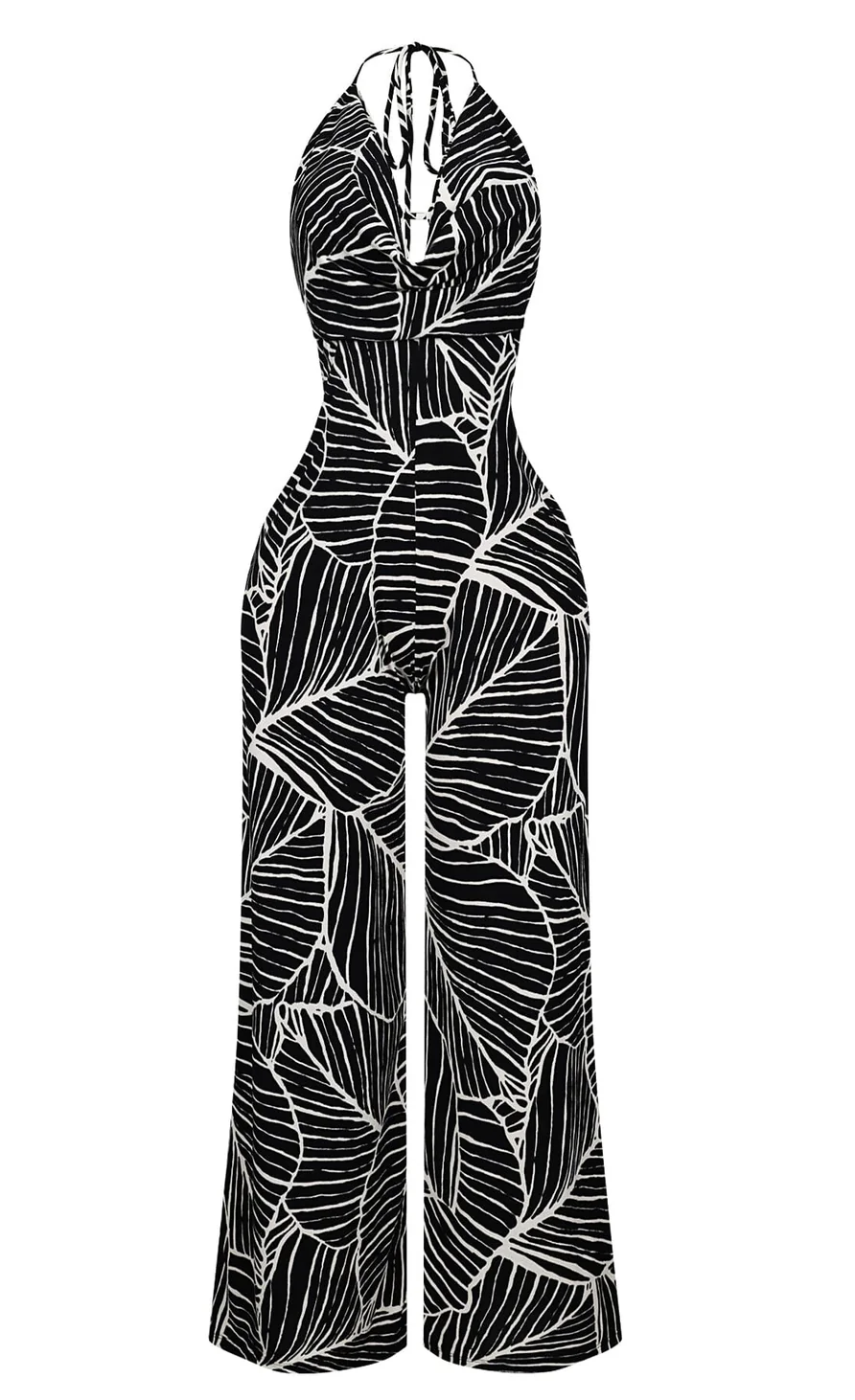 Daphne Crepe Halter Cowl Neck Jumpsuit