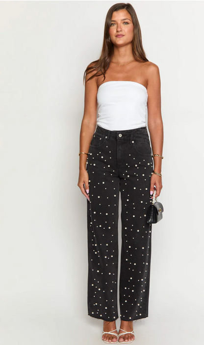 Denim Dazzle Pearl Black High Waisted Jeans