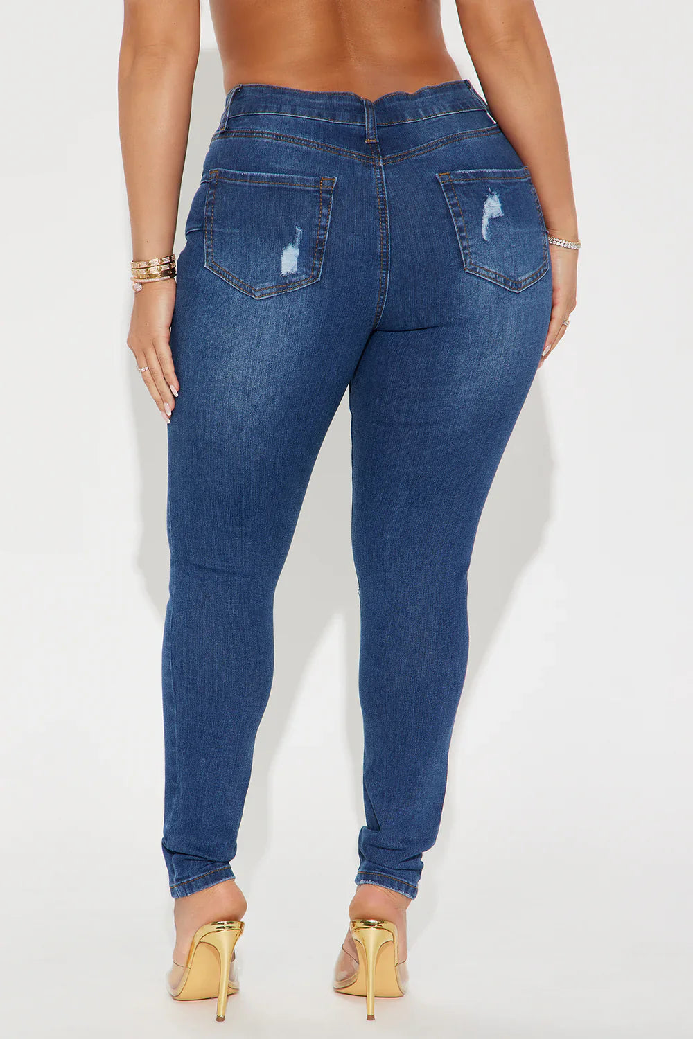 Got Spunk Destroyed High Stretch Skinny Jean - Dark Wash