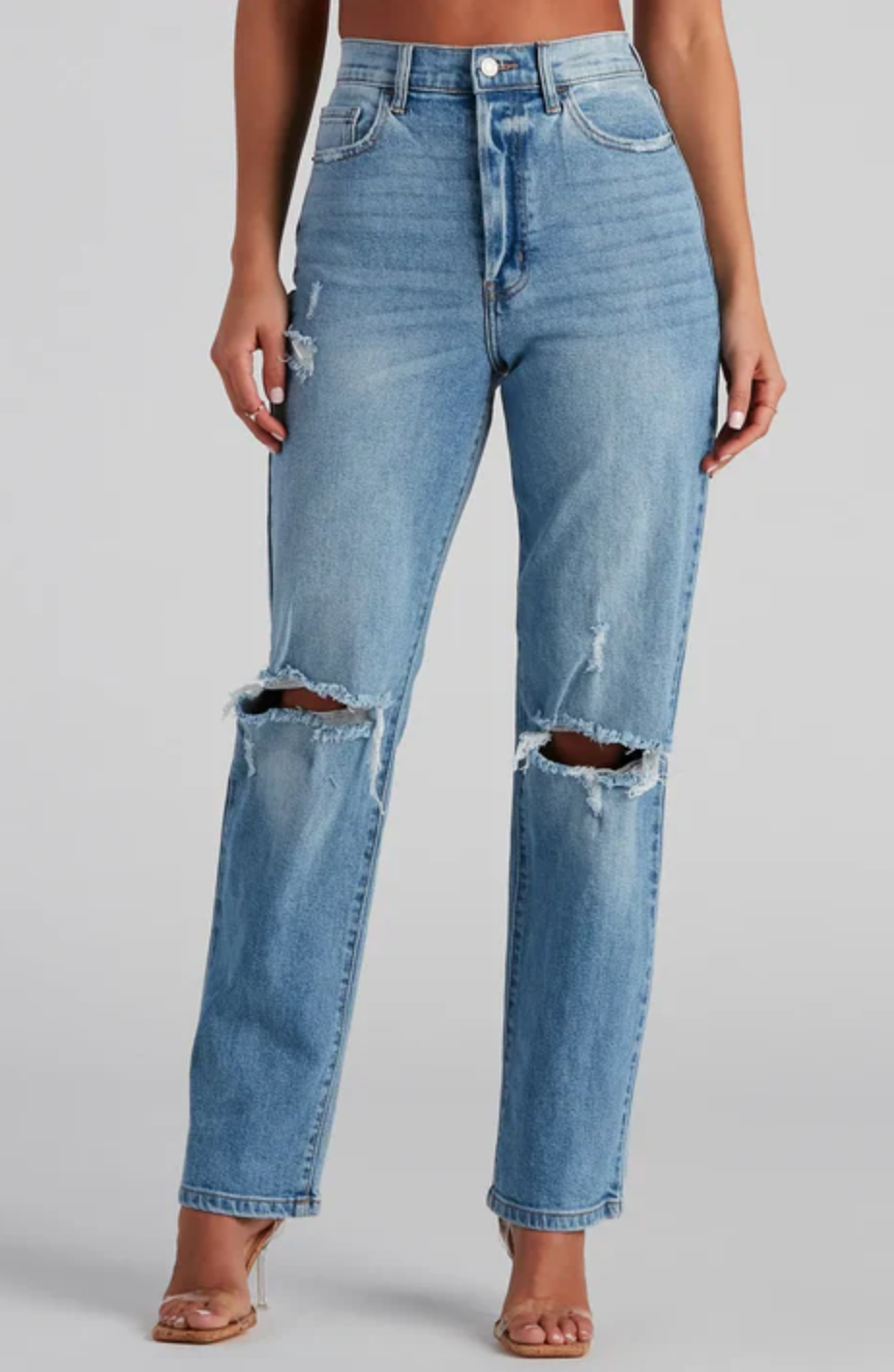 High-Rise Distressed Boyfriend Jeans 60 Reviews