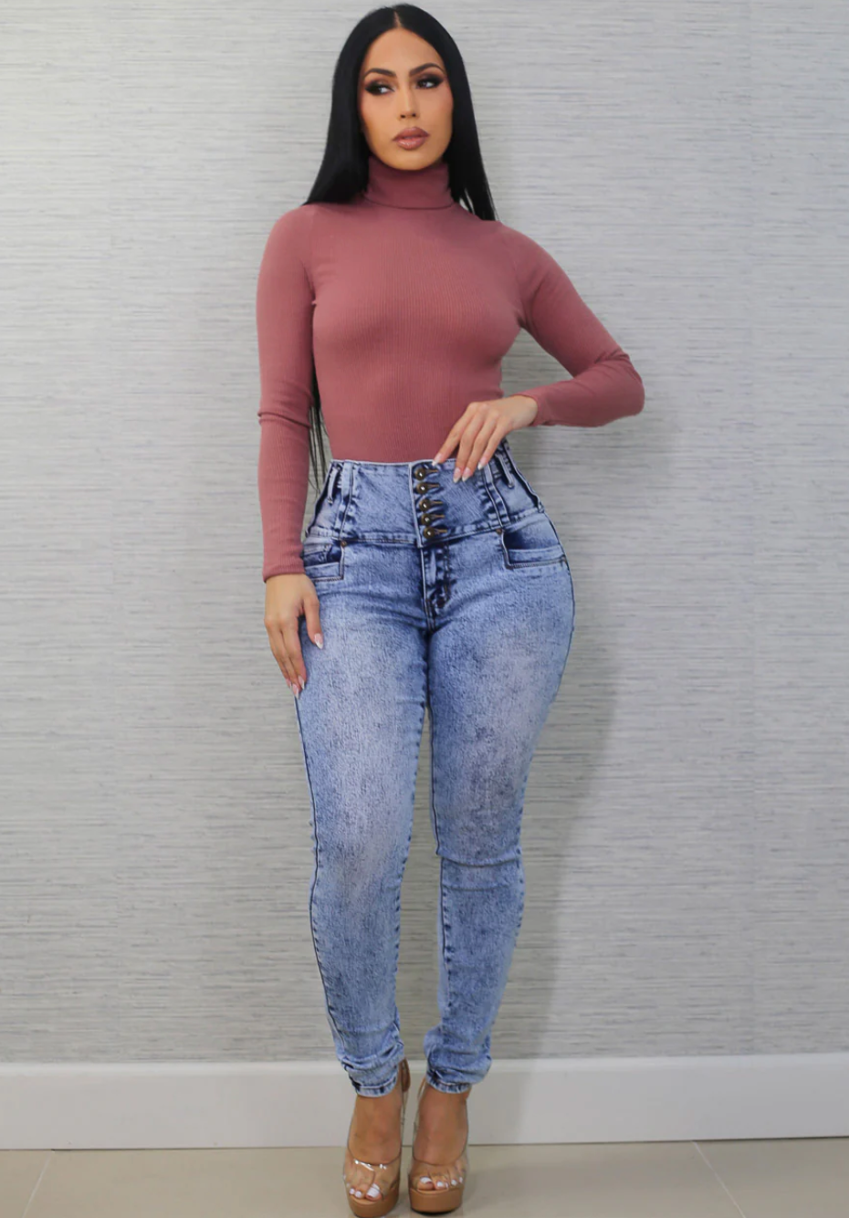 MX JEANS Butt Lift High Waist Acid Wash Skinny Jeans