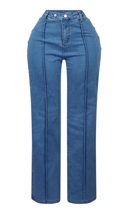 No Celestial Flare Snap Button Jeans