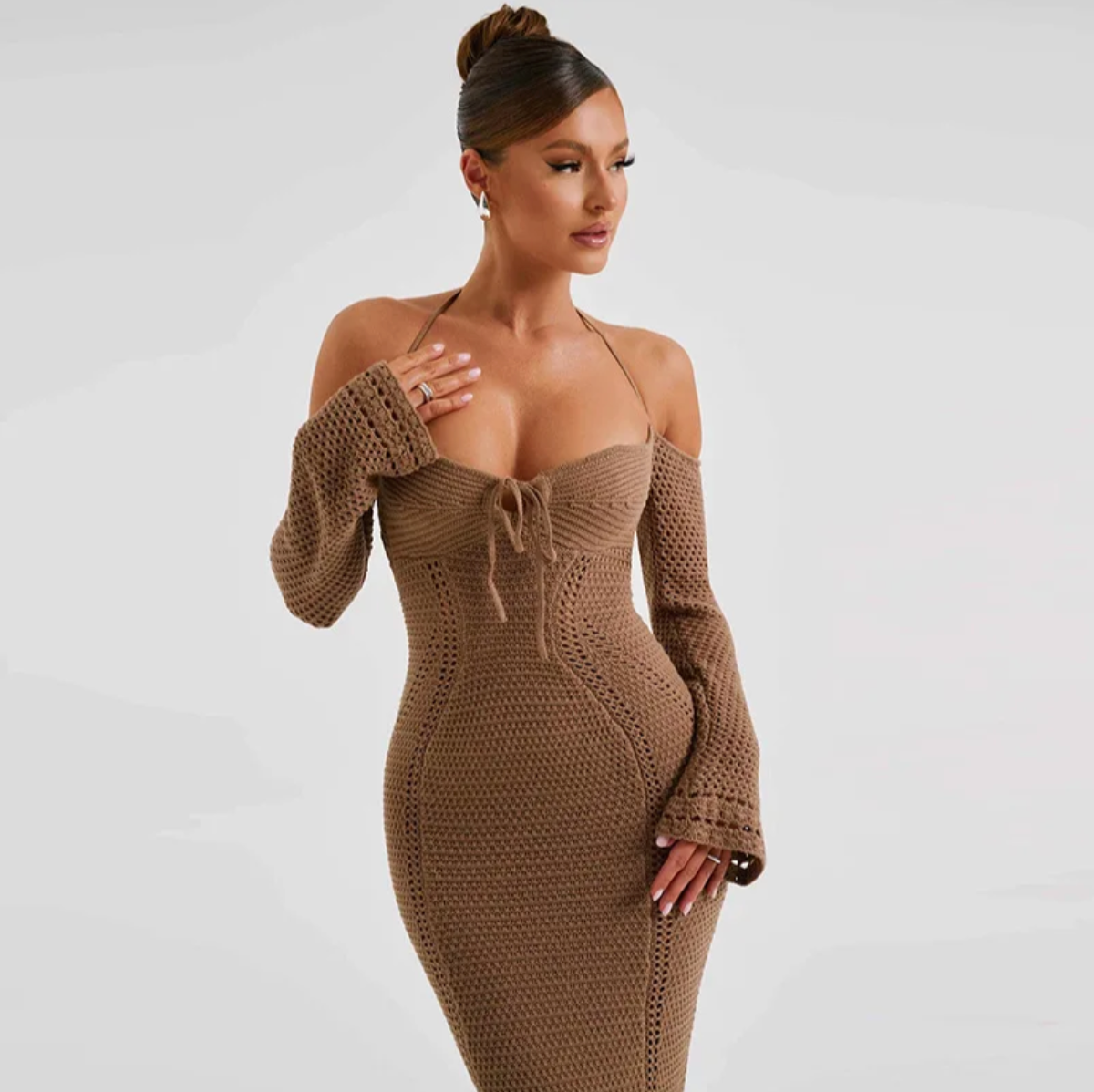 Off Shoulder Halter Knit Dress Regular price