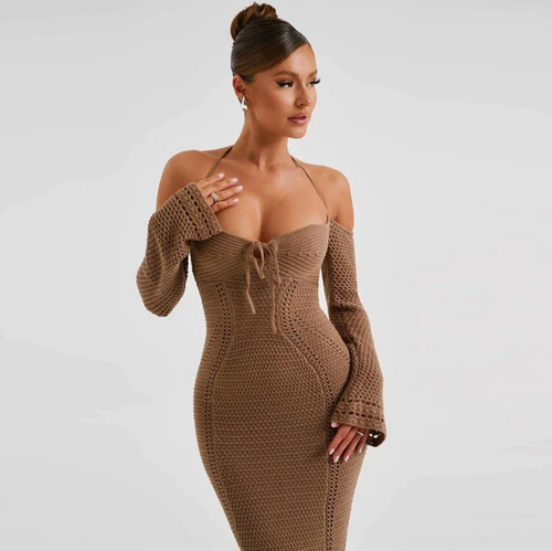 Off Shoulder Halter Knit Dress Regular price