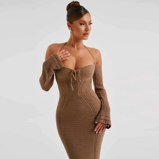 Off Shoulder Halter Knit Dress Regular price