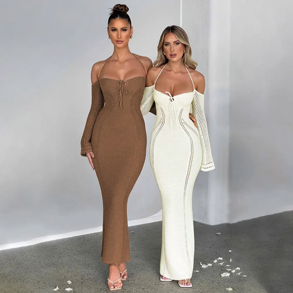 Off Shoulder Halter Knit Dress Regular price