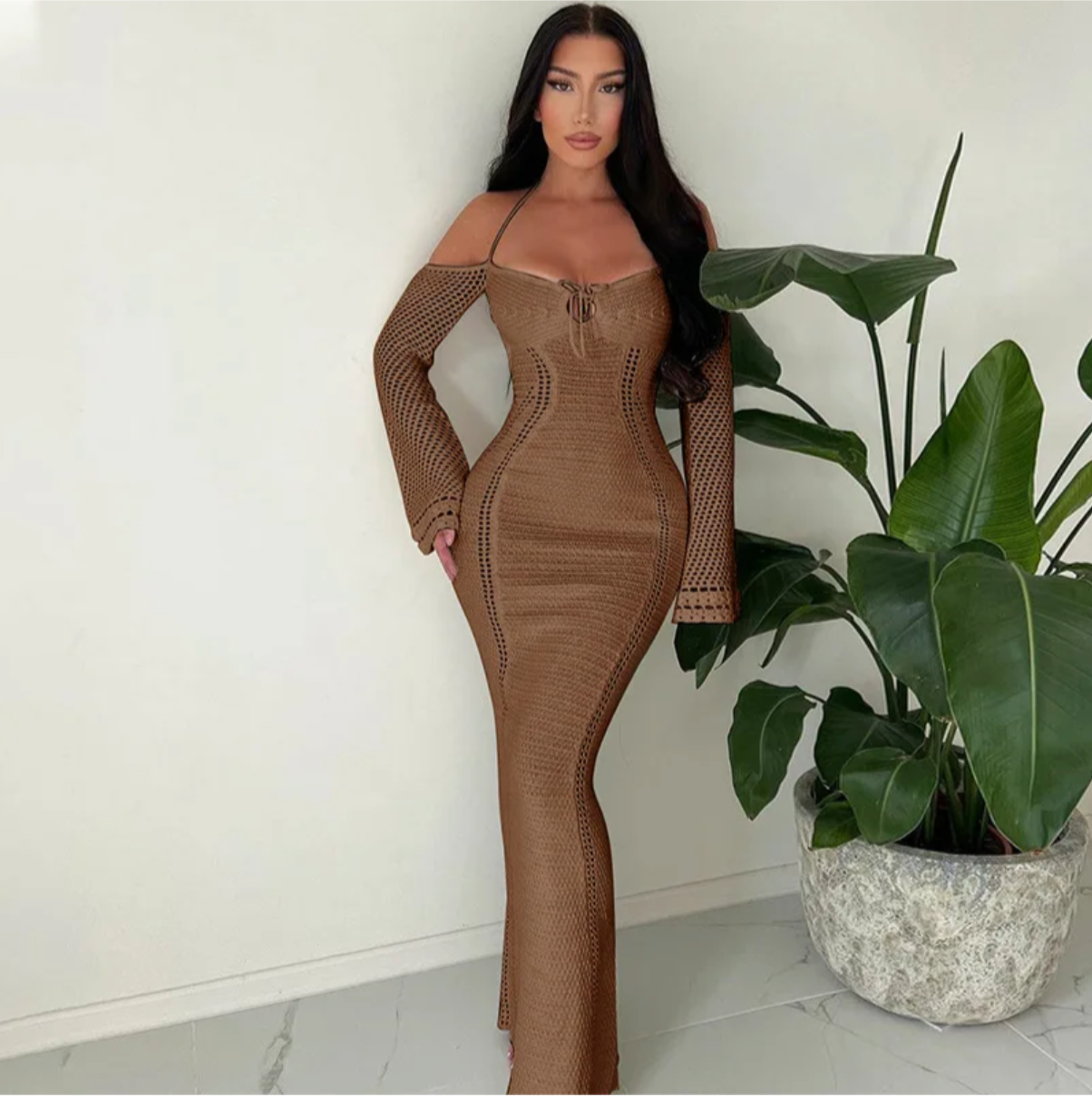 Off Shoulder Halter Knit Dress Regular price