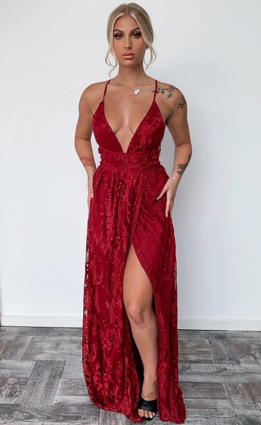 Scarlett Dress - Burgundy