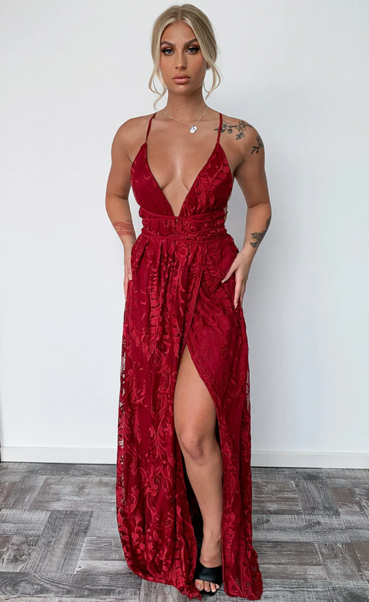 Scarlett Dress - Burgundy