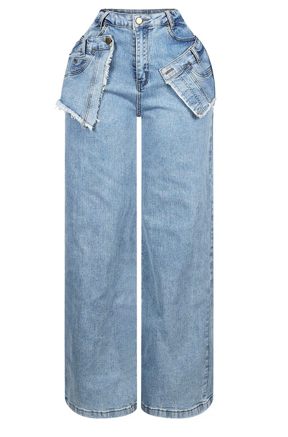Thaila Baggy Frayed Denim Jeans