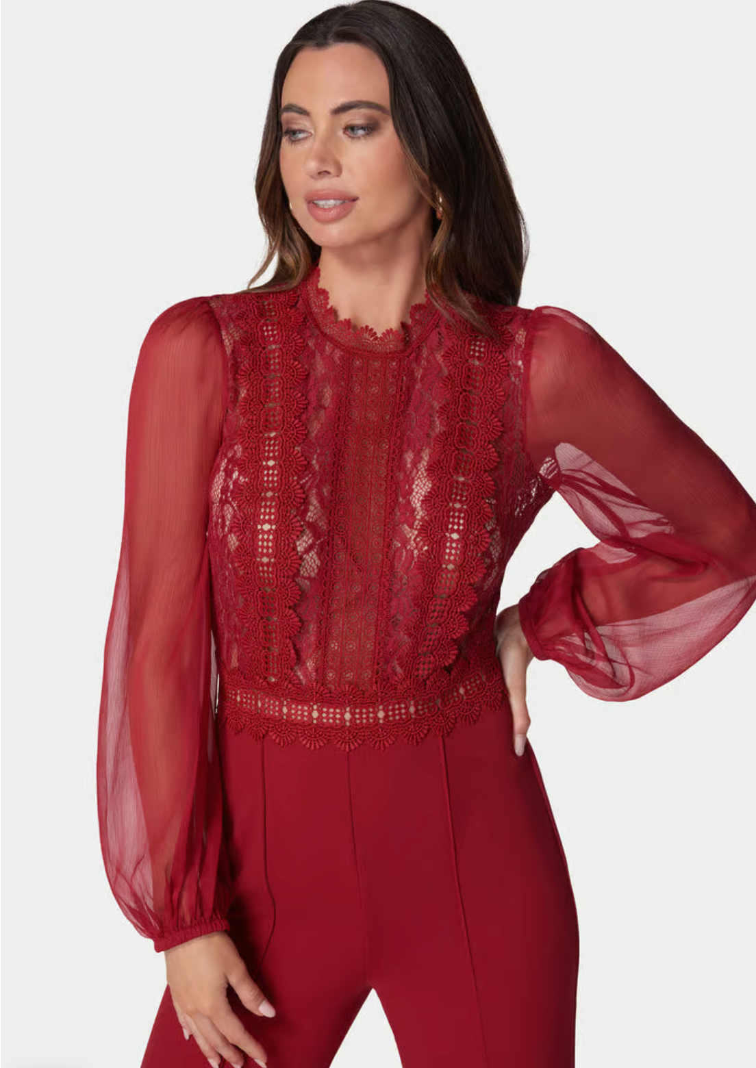 Lace Top Straight Leg Jumpsuit