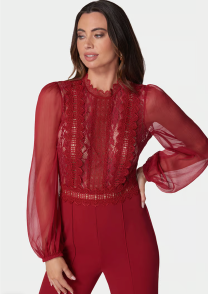 Lace Top Straight Leg Jumpsuit