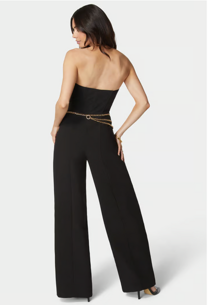 Scoop Neck Belted Palazzo Leg Jumpsuit