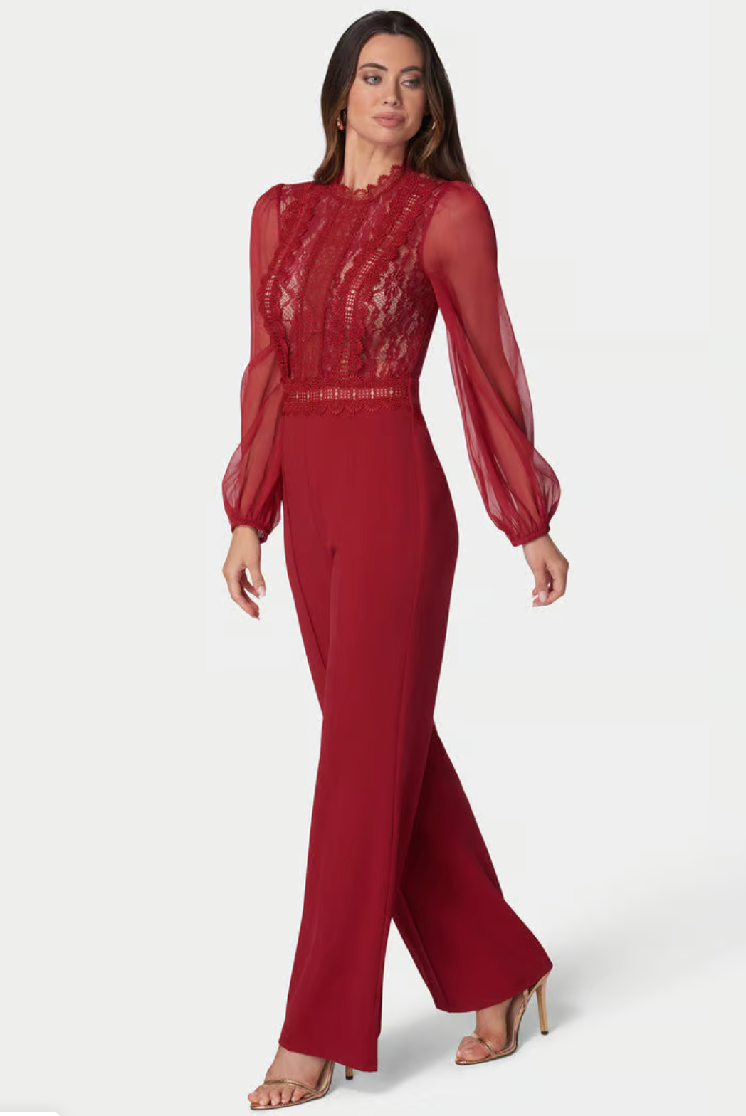 Lace Top Straight Leg Jumpsuit