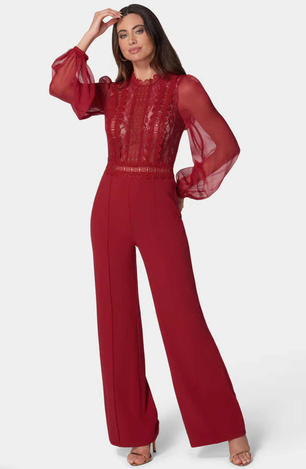 Lace Top Straight Leg Jumpsuit
