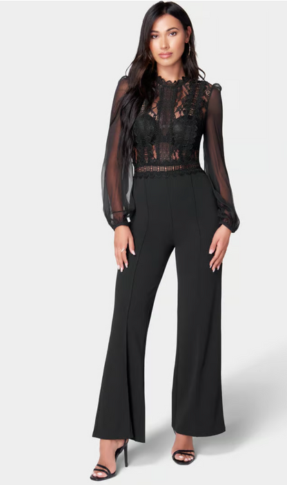 Lace Top Straight Leg Jumpsuit