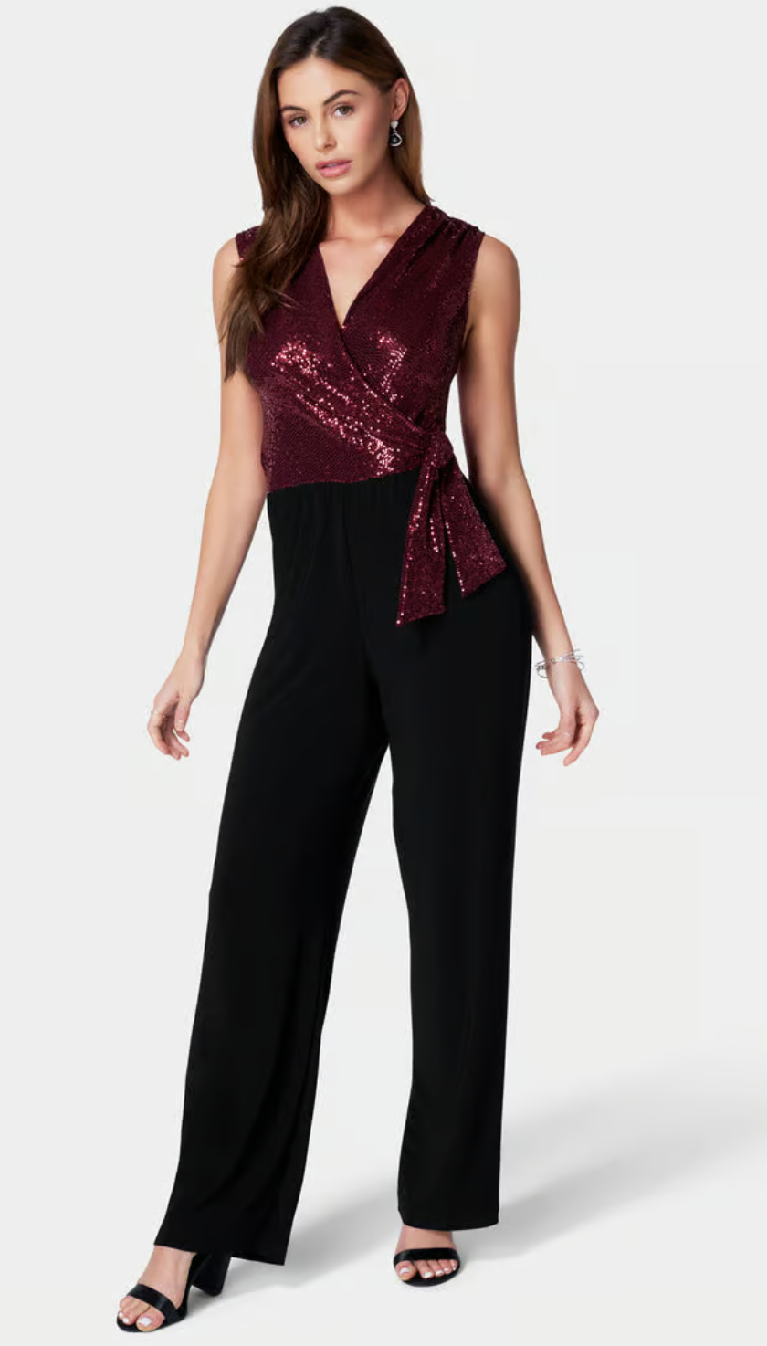 Disco Dot Wrap Tie Jumpsuit